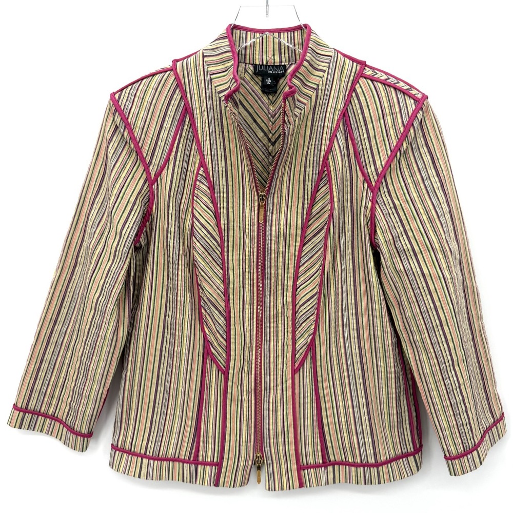 Vintage Juliana Collezione Striped Jacket Size 4 Artsy Colorful Maximalist